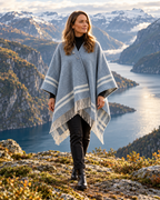 MATHILDA poncho grå ved fjord og fjell – Tuva Tøv